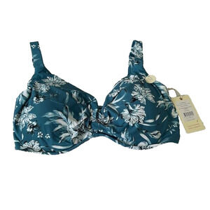 Artesands Fleur Du Champ Monet Soft Cup Bikini Top‎ Twist Front Floral Blue 12